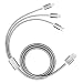 Produktbild Multi USB Kabel, Nylon Geflochten 3 in 1 USB Ladekabel mit 8 Pin Lightning / Type C / Micro USB für iPhone 6 6 Plus 7 7 plus 5S 5 SE, Samsung Galaxy S8 S7 S6 Edge, Huawei P8 P9 Lite, Android Smartphones und Mehr (Silber)