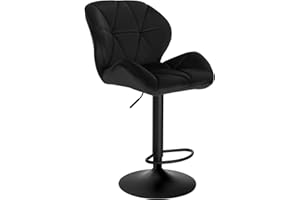 ‎WOLTU WOLTU Barhocker 1er Set Barstuhl Tresenhocker Bistrohocker Designer Hocker mit Rückenlehne, höhenverstellbar, drehbar, Samt Stahl, Schwarz, BH139sz-1