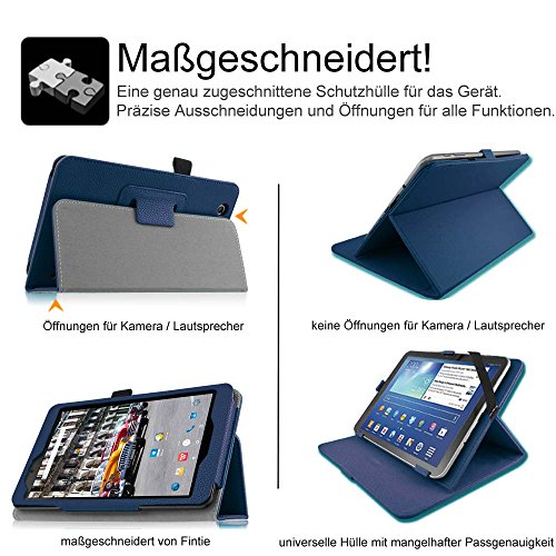 Fintie Odys Syno 8 Hülle Case – Slim Fit Folio Kunstleder Schutzhülle Cover Tasche mit Ständerfunktion und Stylus-Halterung für Odys Syno 20,3 cm (8 Zoll) Tablet-PC, Marineblau - 5