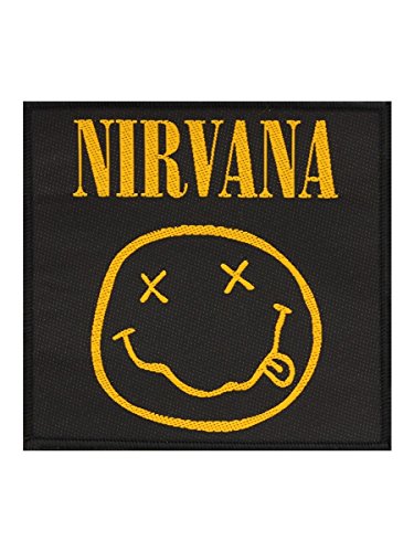 Preisvergleich Produktbild Nirvana Aufnäher Smiley schwarz. Offiziell lizenziert