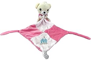 OLYMPIQUE DE MARSEILLE Doudou Rose Enfant avec Attache tétine Om - Collection Officielle