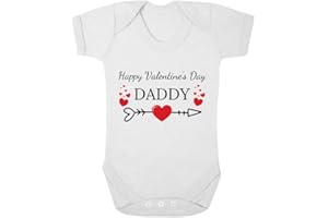 SECOND AVE GIFT COMPANY Second Ave Happy Valentine's Day Daddy Baby Grow Vest White Shortsleeve Babygrow Bodysuit