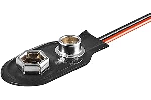 Opitec 1x 9v Block Battery Holder, Black - Loose Cable Ends