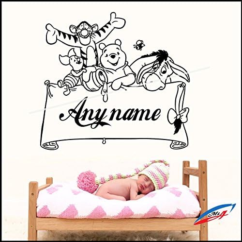 Wall Art Sticker Decals Wall Decor Children's Room Nursery Winnie The Pooh And Friends Plus Personalised Any Name P8
