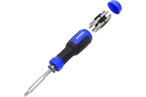 SHARDEN Multibit Screwdriver 13-in-1 Screw Driver Adjustable Extension Screwdriver Multitool All in One with Torx Security, Flat Head, Phillips, Hex, Pozidriv and 1/4 Nut Driver