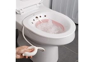 AIITLLYNA Sitzbad Bidet,Bidet Einsatz für Toilette Faltbar Bidetbecken Bidet Sitzbecken Sitzbad mit Flusher Sitzbäder Toilette für Standard-WC Vermeiden Hocken Personal Waschen Bidet Bowl (Weiß & Pink)