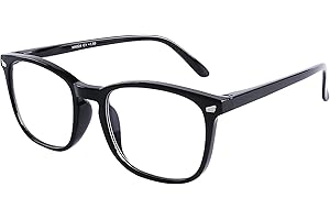 DOOViC Blue Light Filter Reading Glasses for Computer Square Large Frame MX024 (Black/Clear/Blue/Purple)