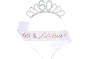 Rubywoo&chili 60. Geburtstag Kostüm Satz, Geburtstag Schärpe mit Kristall Krone, für Frauen Geschenke Zum 60 Geburtstag