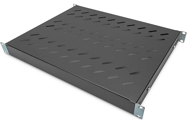 DIGITUS Tablette - Profondeur Variable - pour Montage Fixe - 19 Pouces - 1U - Charge admissible 50 kg - pour armoires réseaux et serveurs - A partir d'une Profondeur d'armoire de 600 mm - Noir