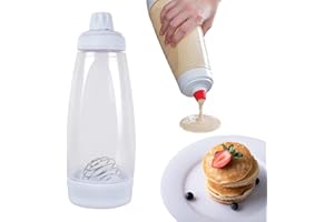 FARYODI Dosatore per pasta da 1 l, con coperchio e scala, per pancake, muffin, poffertjes, crepes e cialde
