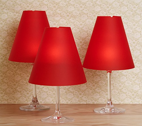 Weinglas-Lampenschirm ROTKÄPPCHEN / drei bezaubernde Lampenschirme aus Transparentpapier zur Verwendung mit Weingläsern und Teelichtern bzw. LED-Lichter