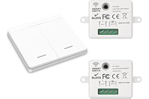 YOUNLEN interruttore senza fili della luce, interruttore di sicurezza trasmettitore RF e controller ricevitore 10A, installazione semplice per lampade fino a 1500W（2 ricevitori e 1 interruttore）