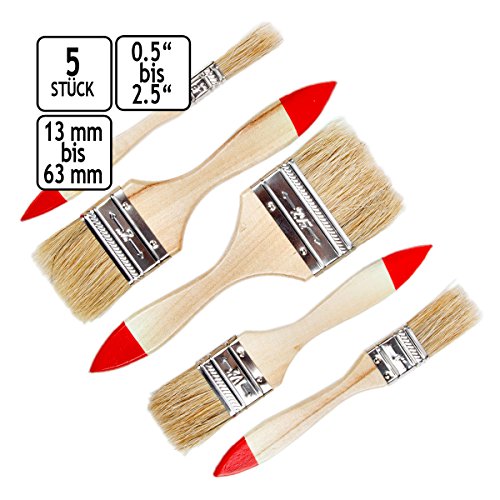 5er Set Flachpinsel Lackierpinsel Lasurpinsel - 5