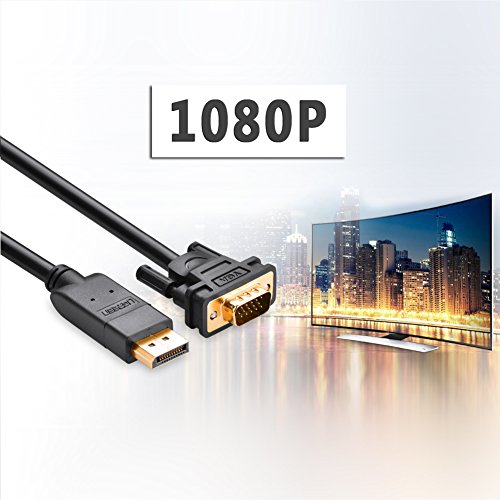 Displayport auf VGA Kabel Ugreen 3m DP Stecker auf VGA Stecker Adapterkabel Full HD 1080P mit 24K vergoldete Kontakte, Steckverriegelungen und Dreifach Schirmung für Grafikkarten,PC,Beamer und Monitor - 5