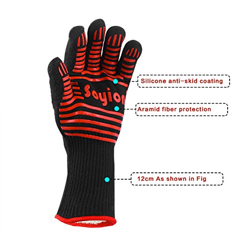 Soyion Premium Ofenhandschuhe (2er Set) bis zu 500 °C – Kühler und angenehmer Schutz vor Hitze – EN407 beglaubigte Grillhandschuhe – Extra lange Topfhandschuhe für extreme Sicherheit - 3