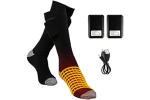 Dhqkqg Calcetines Calefactables, Calcetines Calefactables Mujer Hombre, 3 Temperaturas Ajustables, Calcetines Termicos Calefactables Lavable, Calentador de Pies para Caza, Senderismo, Camping, Esquí