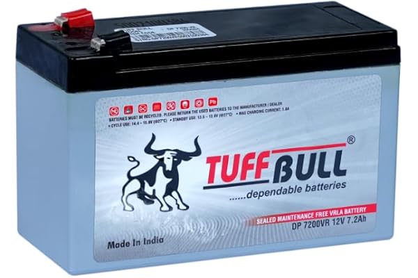 Tuff Bull VRLA 7.2AH 12V SMF UPS Battery Sealed Maintance Free Battery Ideal for UPS, Alarm and Security Systems and More