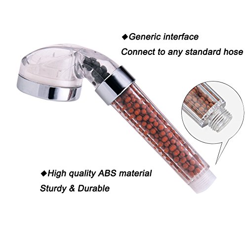 Handbrause,BeautyPO Hoher Druck Ionisch Badezimmer Duschkopf, LED Duschkopf Kopf Automatische 3 Farbwechsel, 30% Wassersparend und Anti-Bakterien Filter Brausekopf - 4