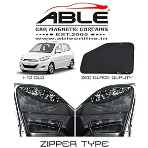 Able Zed Black Car Magnetic Sun Shade Curtains with Zipper for Hyundai Old I-10 Set of 4