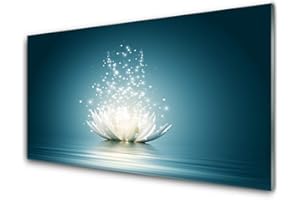 Tulup Impression sur Verre Trempé 100x50cm - Plastique Imprimés Tableau Décoration Déco Mural Moderne Design - Lotus Flower Blossom Floral