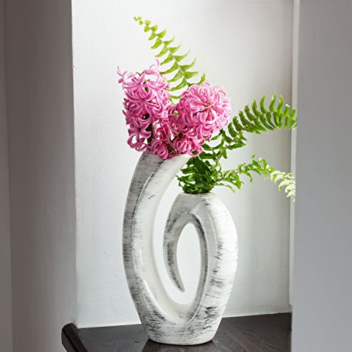 Blumenvase Keramik weiss mit schwarzen Streifen glanz H 26,5 cm Vase Symphonie - 3