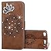 Produktbild iPod Touch 5 Hülle,iPod Touch 6 Schutzhülle,KunyFond Ledertasche Flip Case Schutzhülle Brieftasche im BookStyle Retro 3D Mandala Muster Krone Bling Glänzend Glitzer Diamant PU Leder Hülle Handytasche Kunstleder Lederhülle Folio PU Leather Wallet Case Schutz PU Lederhülle Handyhülle Schale Bumper Dünn TPU Back Rückseite Tasche Ständer Etui mit Standfunktion Karteneinschub und Magnetverschluß Anti-Scratch Shell Etui Pouch Flip Klapp Cover für Apple iPod Touch 5th/6th Generation,Braun