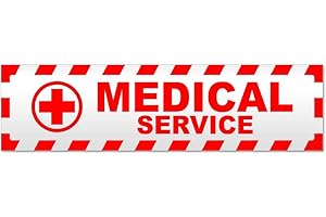‎KIWISTAR Kiwistar Medical Service Kreuz gestreift Magnetschild Schild magnetisch - 45cm Rot - Magnetfolie für Auto PKW Kfz