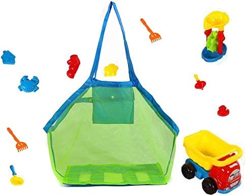 XGZ Large Mesh Tote Bag, Mesh Beach Bag Sand Toy Storage Organizer for Carrying Kids Toys Clothes Sandy Shoes Wet Towels