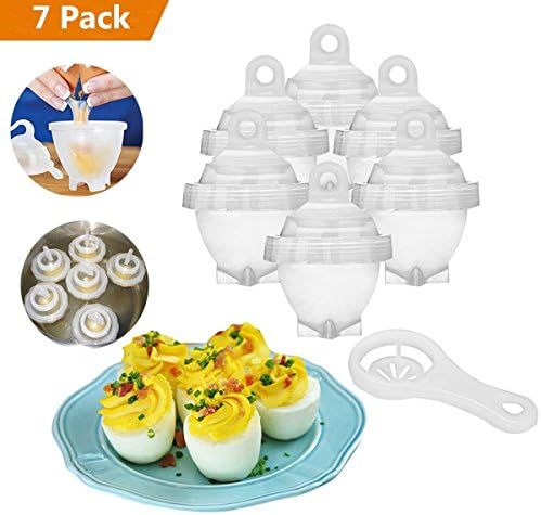 Egg Cookers, 7 PCS Eggies Boiled Egg Cooker Hard &amp; Soft Egg Maker with Egg Separator AS SEEN ON TV, BPA Free Non Stick Boiled Egg Maker without Egg Shell