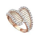 Jacques Lemans Damen Ring 375/- Roségold mit Zirkonia weiß 375/- Gold Glänzend Zirkonia rot 490370028