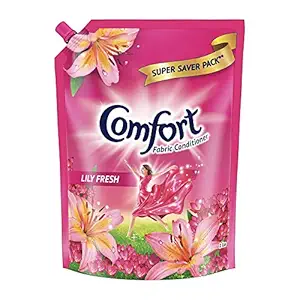 Comfort After Wash Fabric Conditioner refill pouch, super saver pack Lily fresh variant for all day freshness and lasting fragrance. 2 L