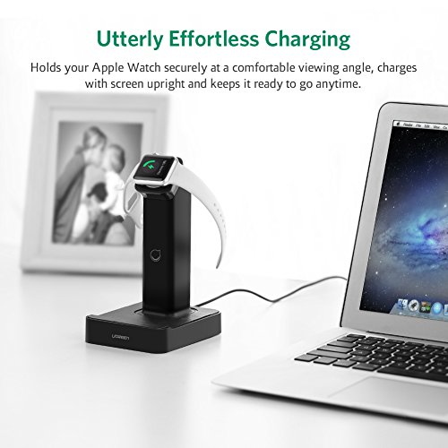 UGREEN Watch Ladestation Ladegeräte Ständer mit integriertem Magnet Charger Dock Kabel Kompatibel mit für Apple Watch Series 1 und Apple Watch Series 2 Schwarz - 3