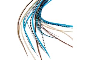 ‎ONE FINE DAY FEATHERS One Fine Day Feathers Feder-Haarverlängerung, echte Federn für Haar, 22-33 cm - Aqua Naturals (8 Federn)