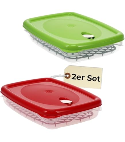 GarPet 2er Set Frischhaltedosen mit Deckel Abtropfgitter Küche Dampfventil Aufbewahrungsdosen Kunststoff Vorratsdosen Luftdicht Gefrierdosen 5 L Küche, Haushalt & Wohnen