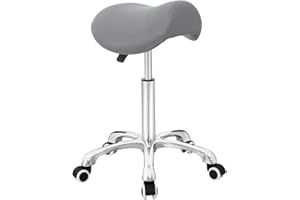 Antlu Saddle Stool Massage Rolling Work Chair for Beauty Salon Kitchen Spa,Adjustable Hydraulic Stool on Wheels (Gray, Without Backrest)