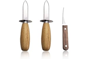 KXUSW Abre Ostras 2 Piezas y 1 Pieza Pelador De Langostinos-Juego De Herramientas De Cocina Profesional-Pelador De Camarones De Acero Inoxidable Abridor De Ostras，Mango De Madera