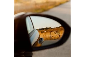 Auto-Dress® - 2 adesivi per specchietto auto, motivo: Hello Kitty, 48 x 35 mm, nero opaco