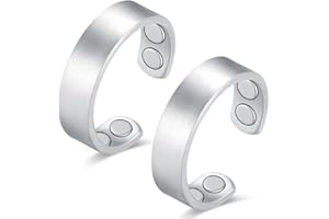 ‎VICMAG Vicmag Kupfer Magnetringe für Frauen Männer Ultrastarke Magnete 99,99% reines Kupfer Einstellbare Größe mit Geschenkbox (Silber matt)