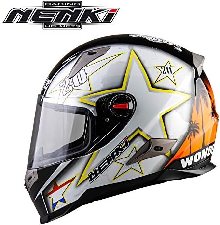 PinkDreamland Motorcycle full face helmet E.C.E certification - Full face motocross helmet Cromwell helmet anti-fog and anti-glare mirror modular flip helmet (M, L, XL, XXL),L