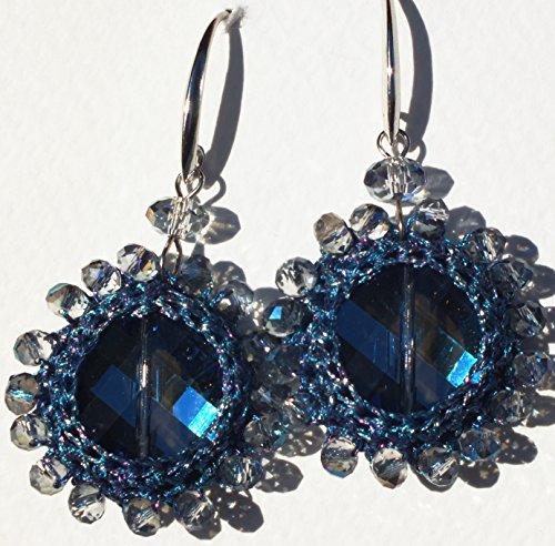 Preisvergleich Produktbild EARRINGS BEADS BLUE AND CRYSTAL BLUE
