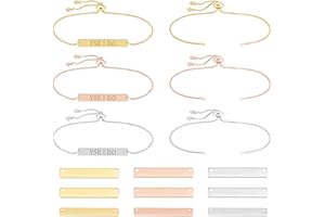 UNICRAFTALE 9pcs Kit de Bricolage de Bracelets à Graver 3 couleurs Comprenant des Étiquettes Vierges à Graver Rectangulaires Pendentifs de Connecteur 11.5~12 cm Bracelet Coulissant Acier Inoxydable