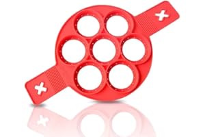 St@llion Pancake Maker Moulds - New & Improved Silicone Flippin Fantastic Style, Egg Moulds for Fried Eggs, Silicone Mini Pancake Maker Round BPA Free Moulds (Red Colour)