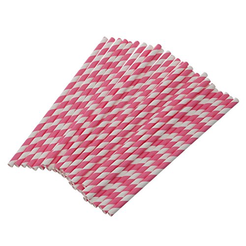 TOOGOO(R) 30 Stuecke Papier Trinkhalme Strohhalme (Rosa+weiss)