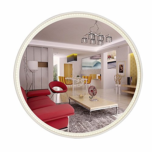 LED Spiegel, NANAMI Wandspiegel mit Beleuchtung, Moderne Wandspiegel Rund,Kosmetikspiegel Beleuchtet Mit 2 Dimmer-Modi durch Touch-Schalter 40X40cm(weiß)