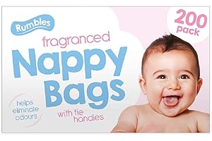 OZMOINT 6 Boxes x 200 (1200) Baby Fragranced Scented Nappy Bags with TIE Handles Disposable Sacks