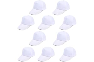 Voarge 10 Stück Weiß Baseballmützen, Leere Kappe Graffiti Hut Kopfbedeckung Peak Cap für Kinder DIY, Kinder Erwachsene Sport im Freien Family Interaktiv Aktivitätsset