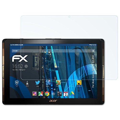 Acer Iconia Tab 10 (A3-A40) Folie - 2 x atFoliX FX-Shock-Clear stoßabsorbierende ultraklare Panzerfolie