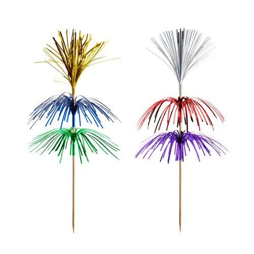 100 Deko-Picker 18 cm farbig sortiert "Feuerwerk" 3-lagig bunt
