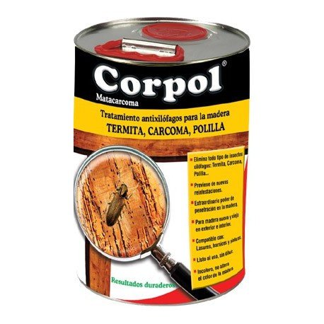 CORPOL - Protector Madera Mata Carcoma y Tratamiento Anti Polillas (Permetrina y Nafta Fracción Pesada) - 750 ml
