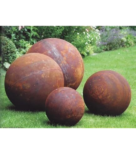 Déco De Jardin En Métal Rouillé Forme Cœur - Boule De 40 Cm De Diamètre - Pour Extérieur Et Intérieur